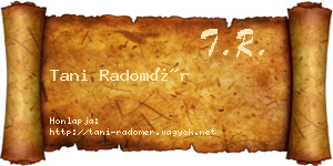 Tani Radomér névjegykártya